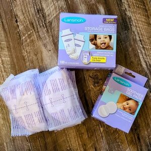 Lansinoh Breastmilk Storage Bags, Soothies Gel Pads, & Disposable Nursing Pads